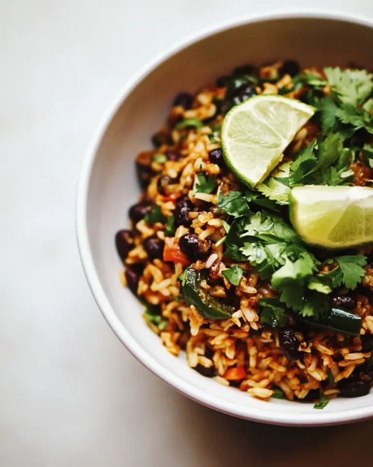 Homemade Black Beans & Rice with Roasted Poblanos and Garlic photo