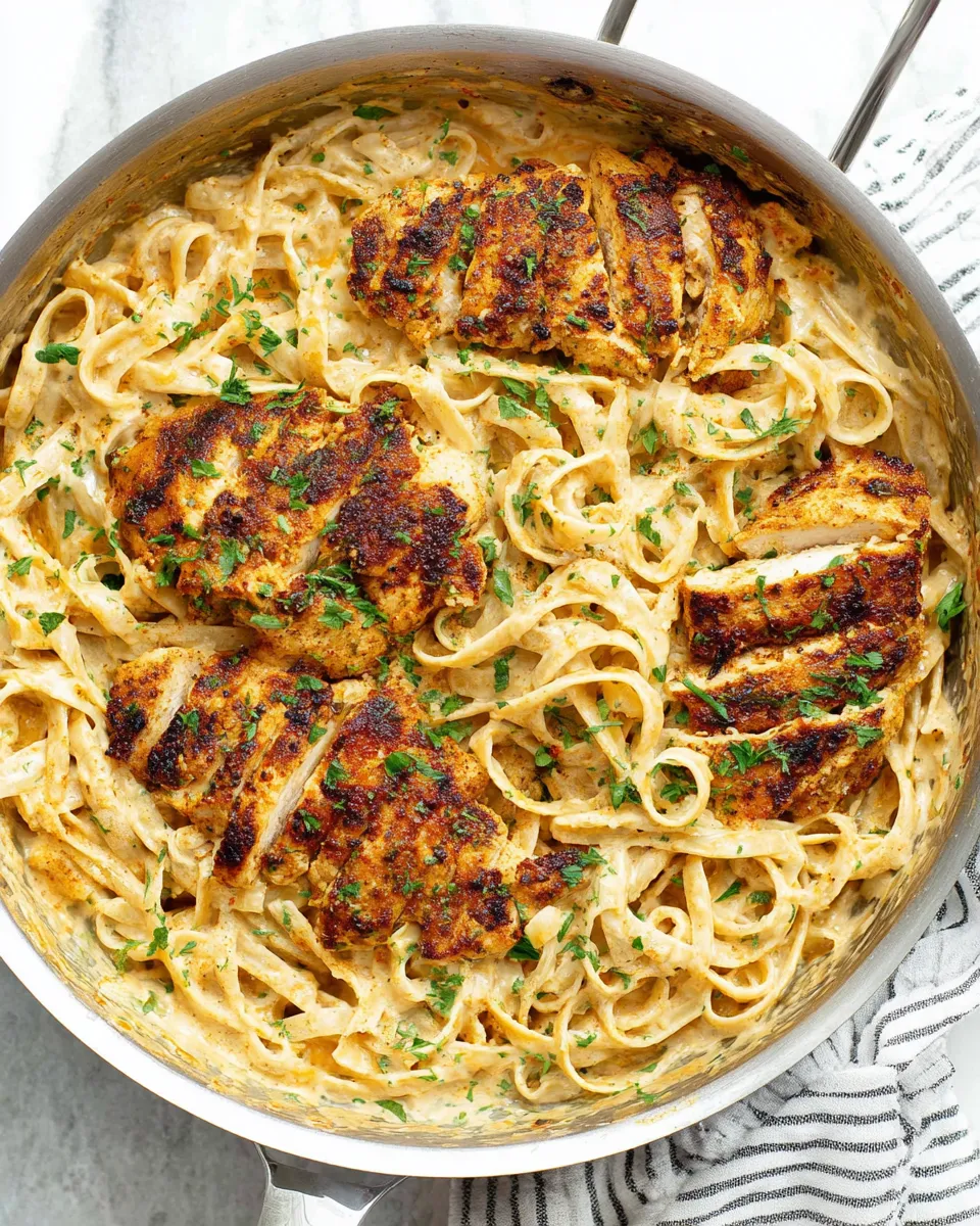 Easy Blackened Chicken Alfredo Recipe dish photo