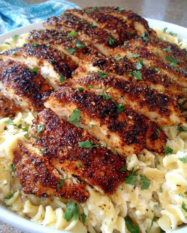 Delicious Blackened Chicken with Roasted Garlic Alfredo recipe photo