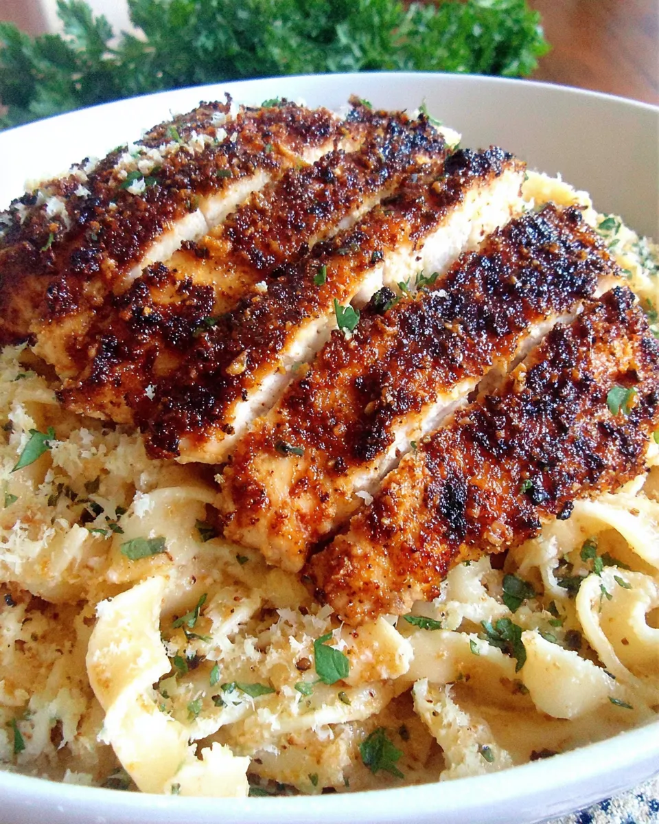 Classic Blackened Chicken with Roasted Garlic Alfredo picture