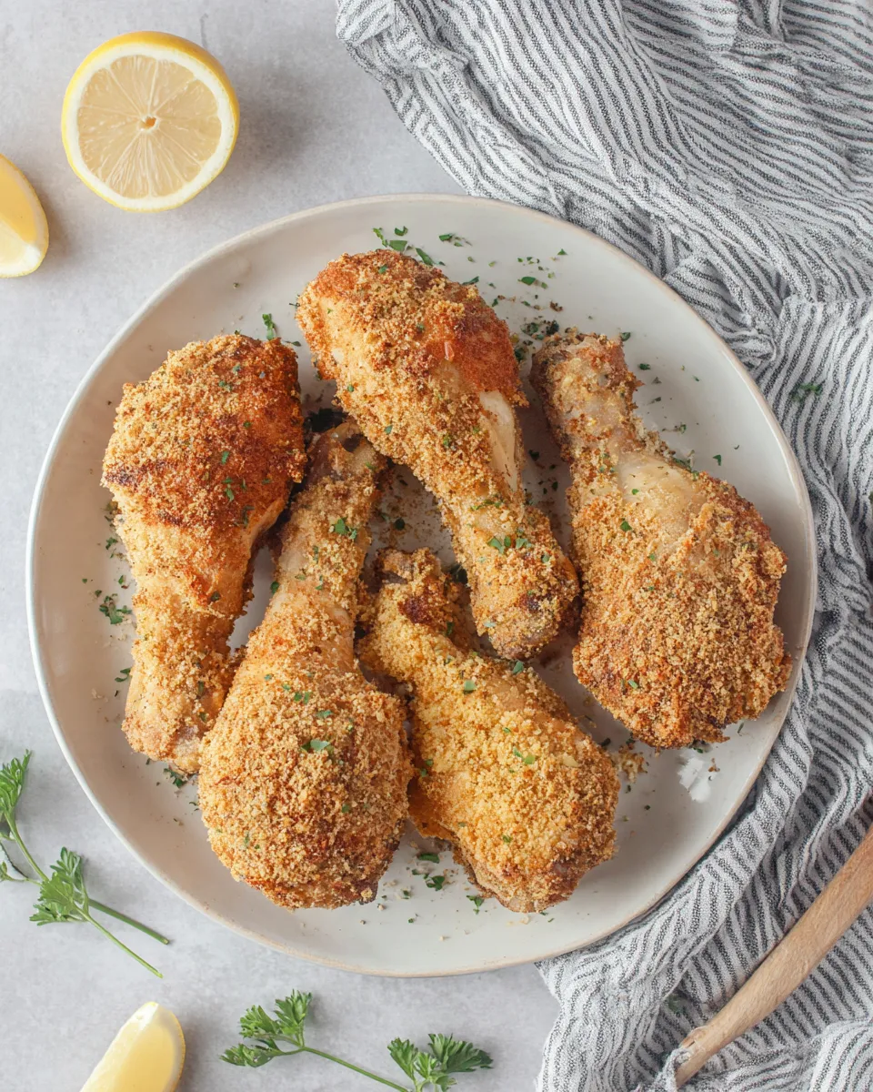 Easy Breaded Chicken Drumsticks plate image