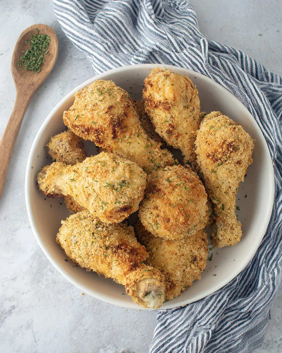 Delicious Breaded Chicken Drumsticks food shot