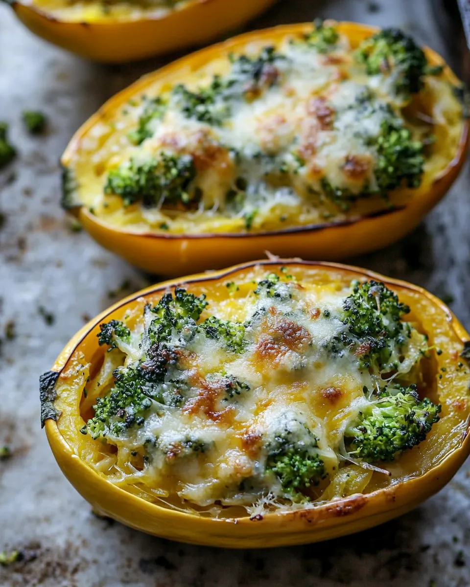 easy Broccoli Cheddar Stuffed Spaghetti Squash. picture
