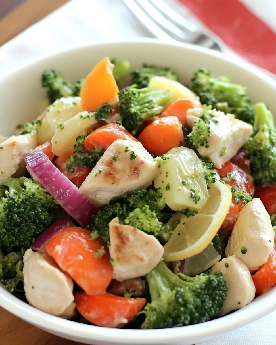 Delicious Broccoli and Chicken Salad with Lemon Dressing plate image
