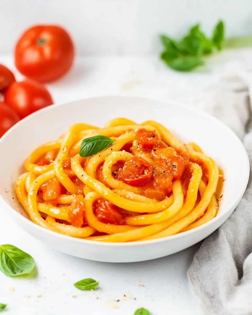 Delicious Bucatini Pomodoro shot