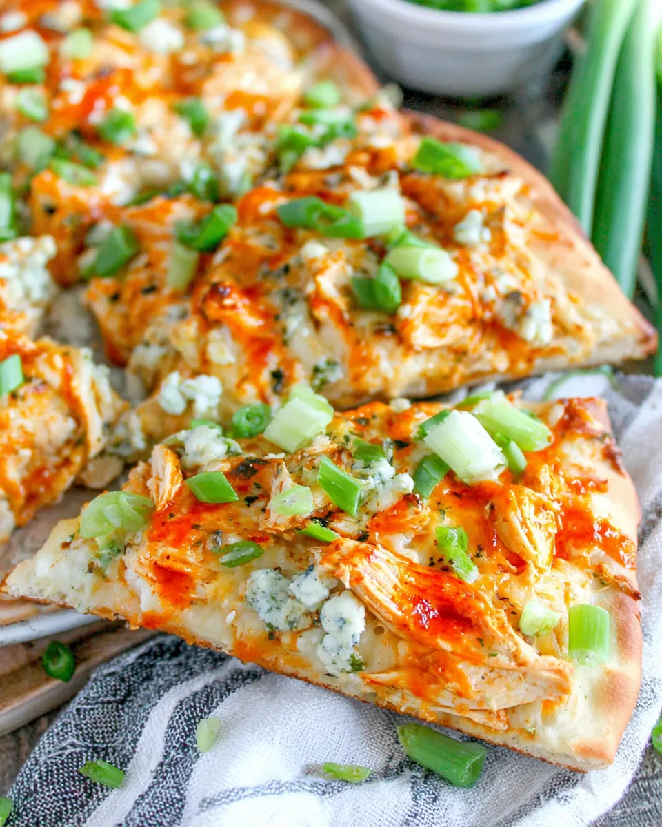 Easy Buffalo Chicken Flatbread food shot