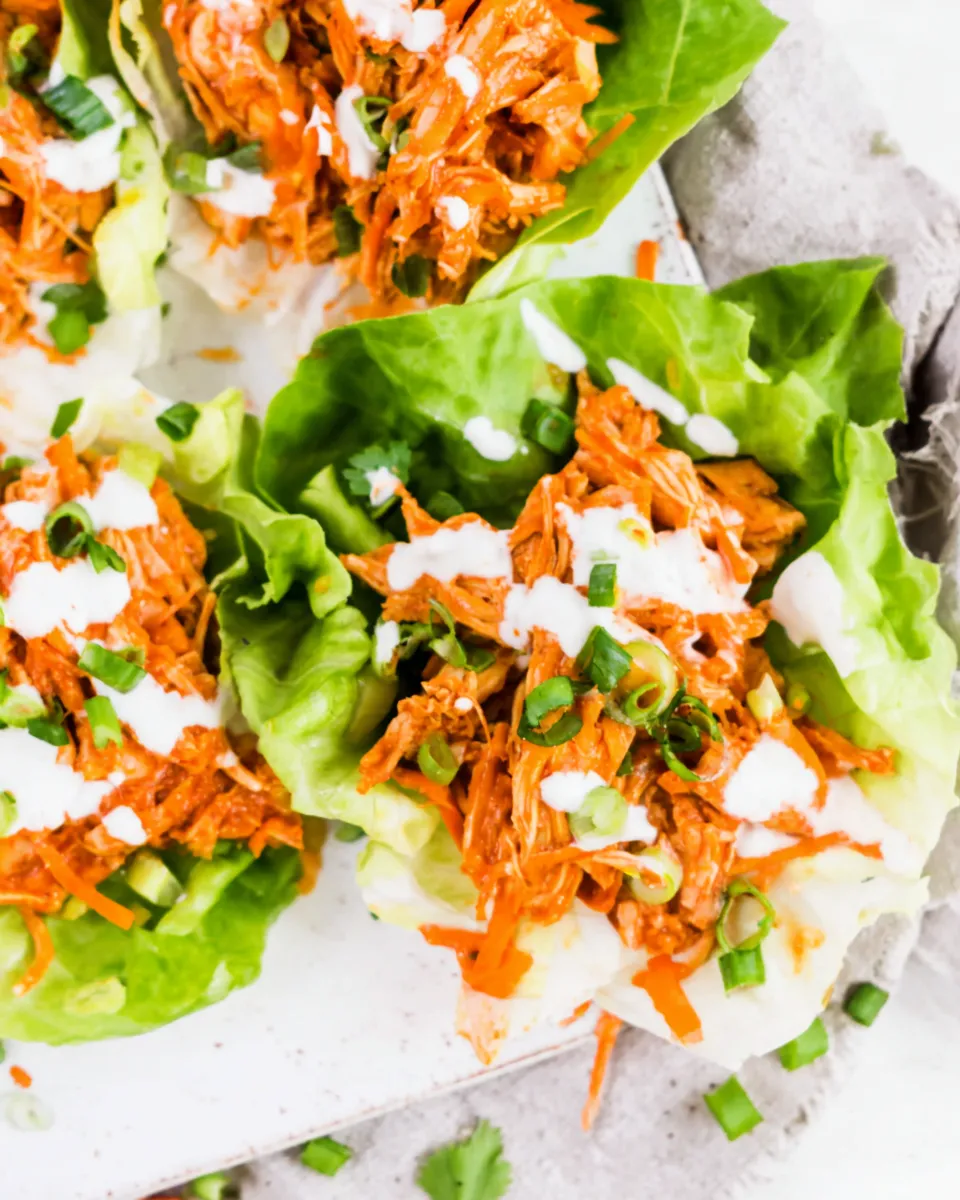 Easy Buffalo Chicken Lettuce Wraps (Slow Cooker, Instant Pot) dish photo