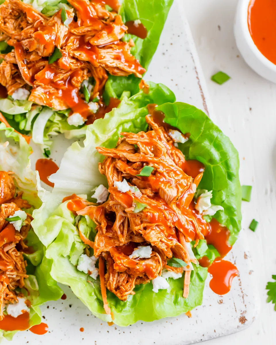 Delicious Buffalo Chicken Lettuce Wraps (Slow Cooker, Instant Pot) food shot