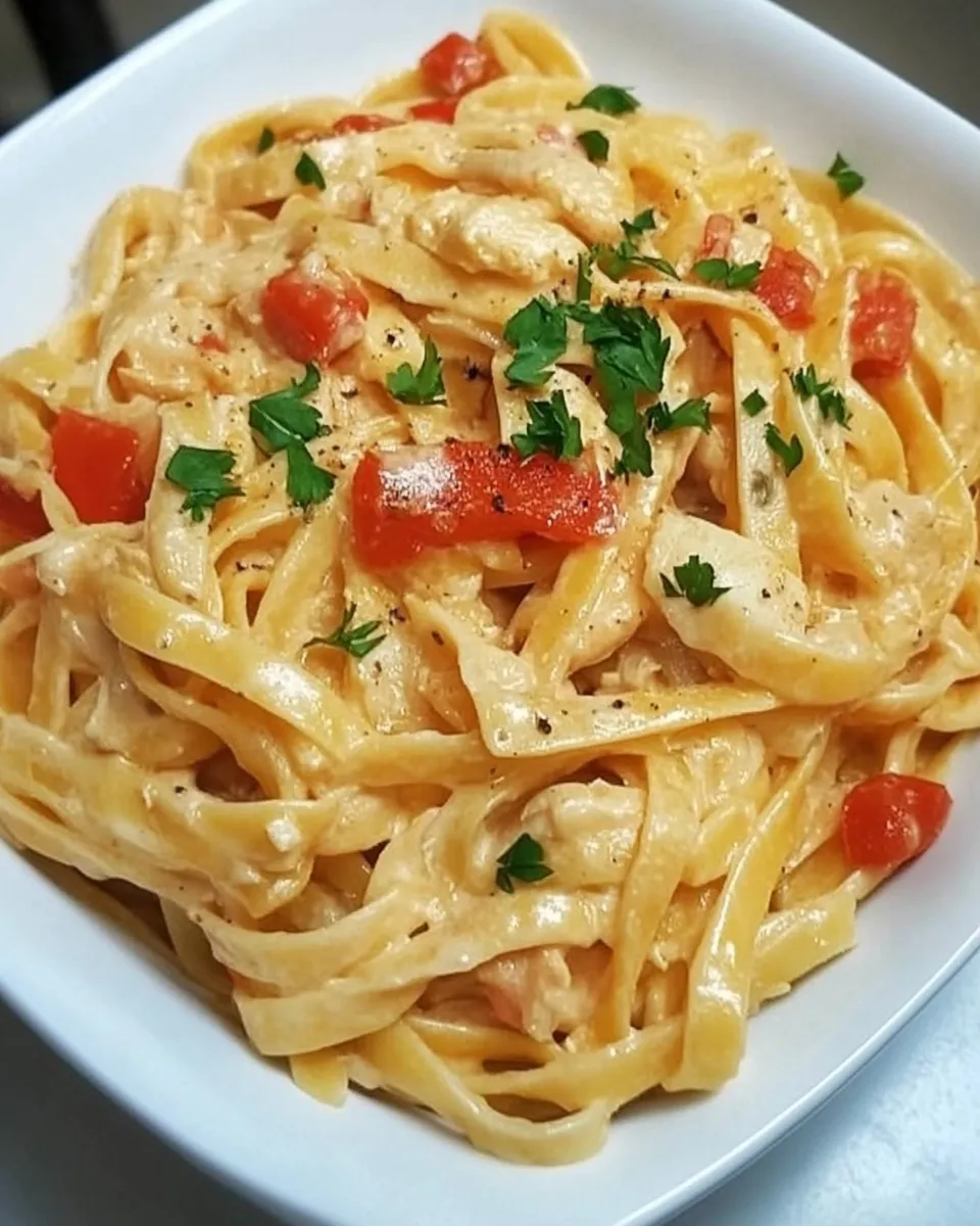 delicious CHICKEN FETTUCCINE shot
