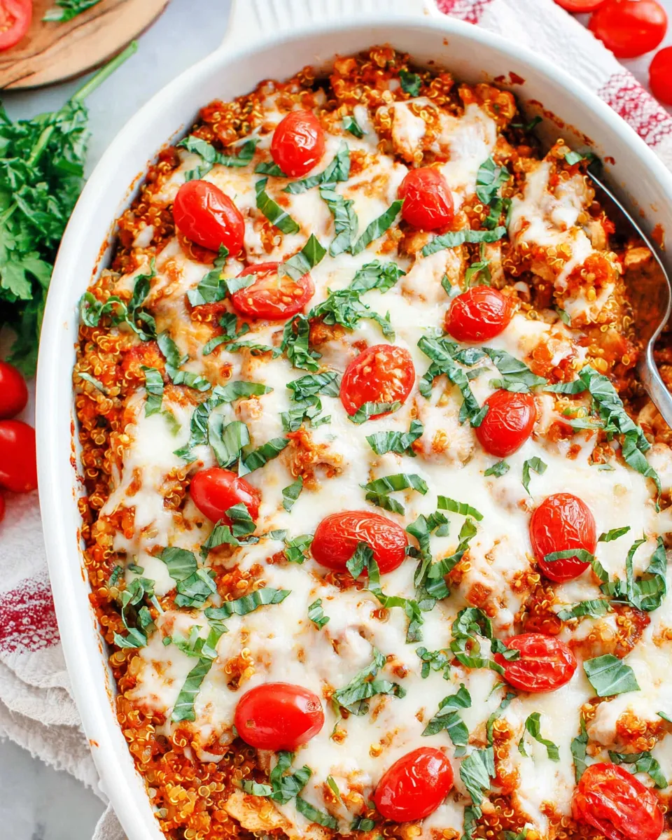 Delicious Caprese Chicken and Quinoa Casserole dish photo