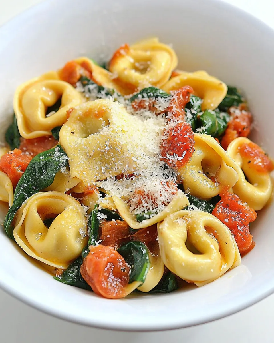 Classic Cheese Tortellini with Spinach and Slow Roasted Tomatoes image