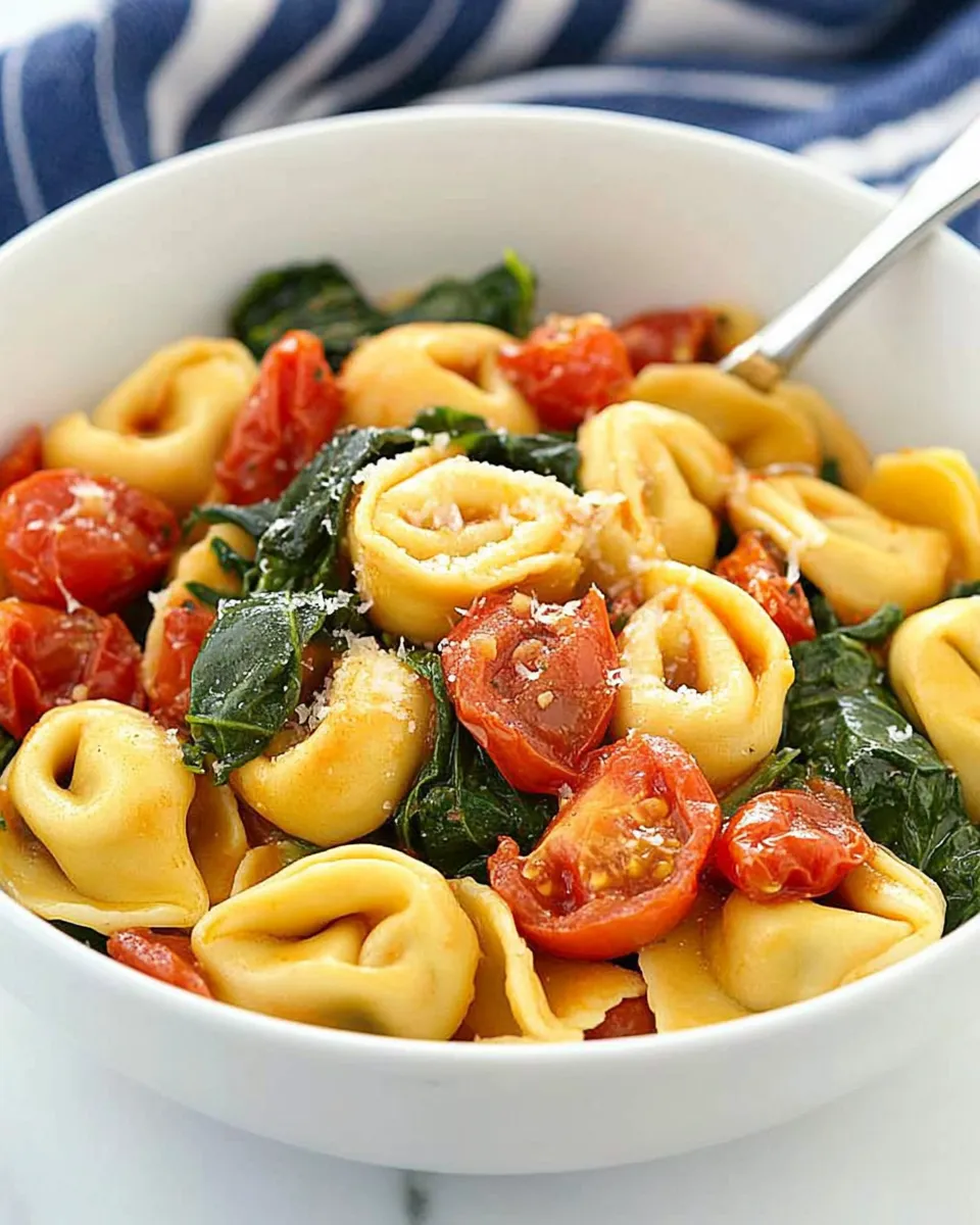 Easy Cheese Tortellini with Spinach and Slow Roasted Tomatoes picture