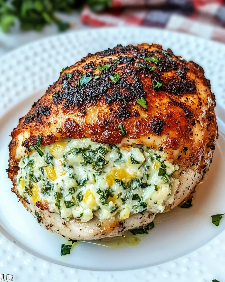 delicious Cheesy Air Fryer Stuffed Chicken plate image