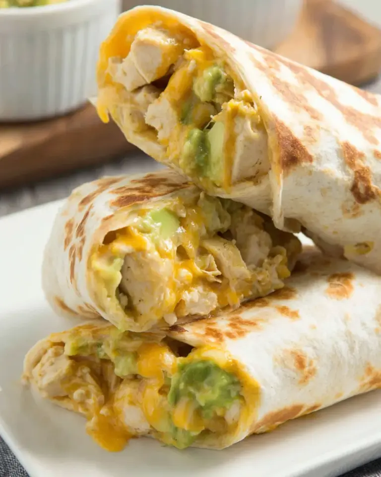 Homemade Cheesy Chicken Avocado Burrito Wrap photo
