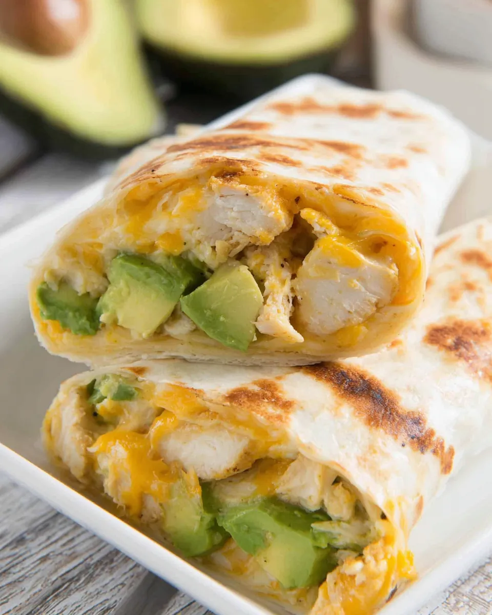 Delicious Cheesy Chicken Avocado Burrito Wrap dish photo
