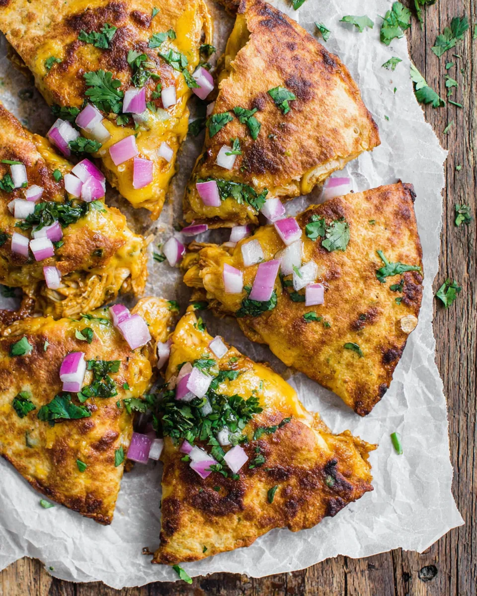 Classic Cheesy Chipotle Adobo Chicken Quesadillas. food shot