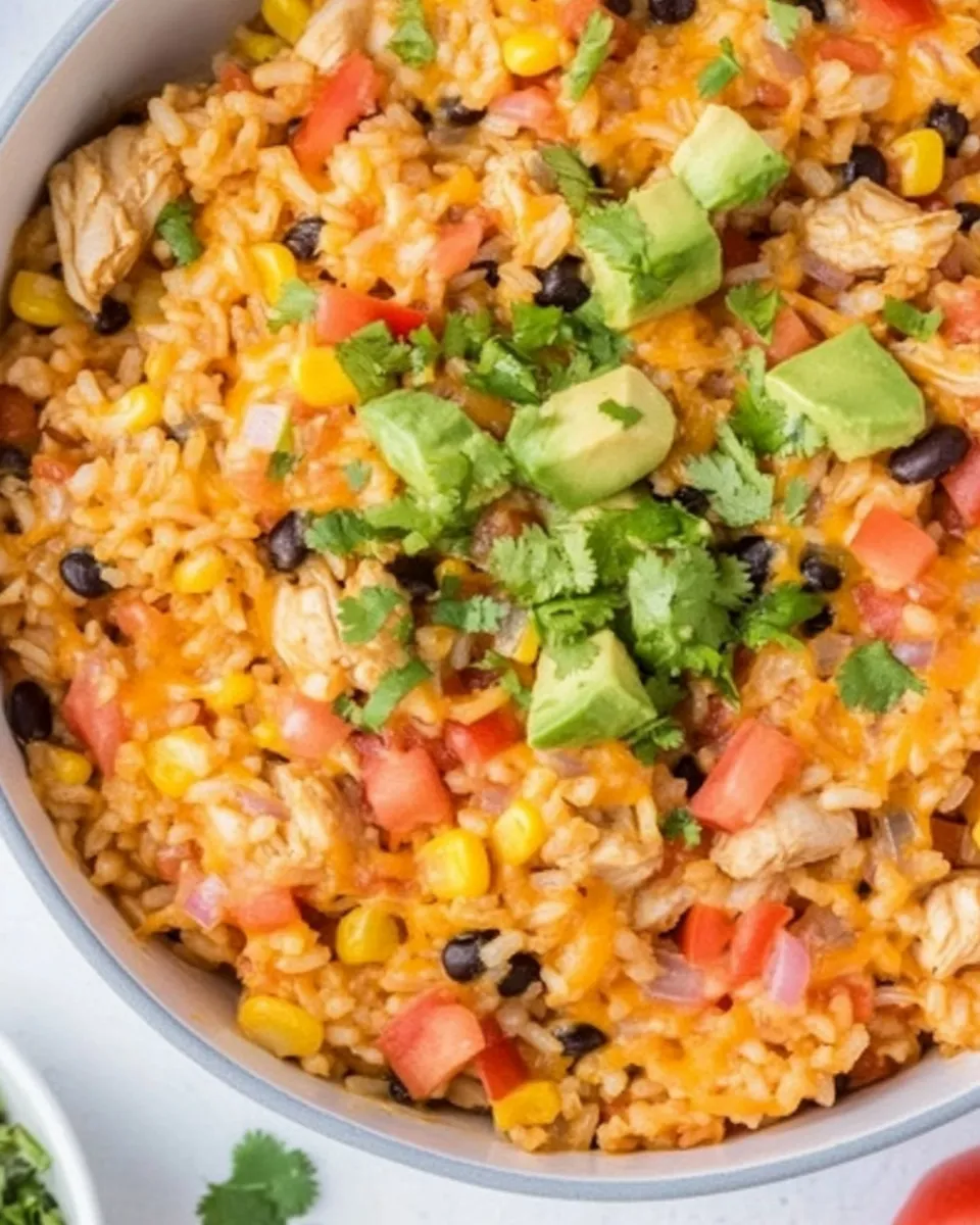 Delicious Cheesy Mexican Chicken And Rice (One Pot!) shot