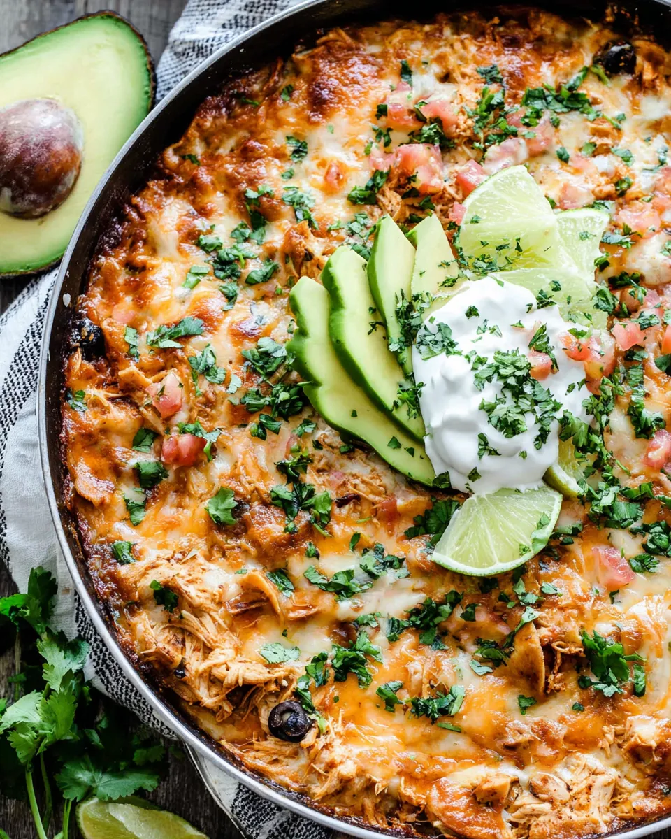 Homemade Cheesy Rotisserie Chicken Enchilada Skillet photo