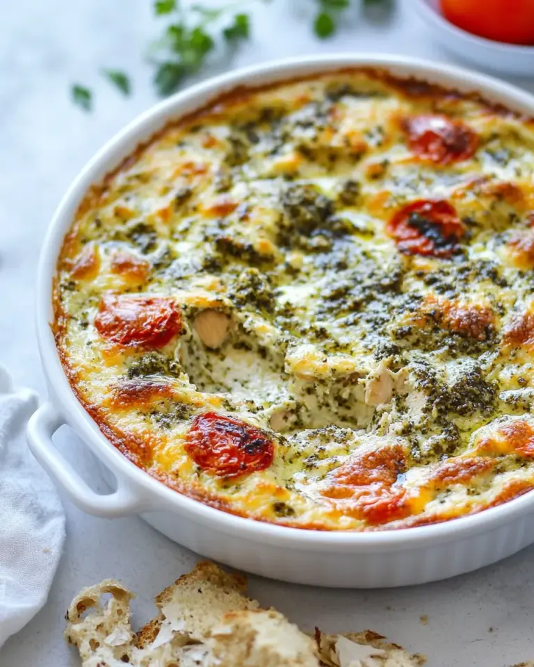 Homemade Cheesy Smoked Chicken Pesto Dip. photo
