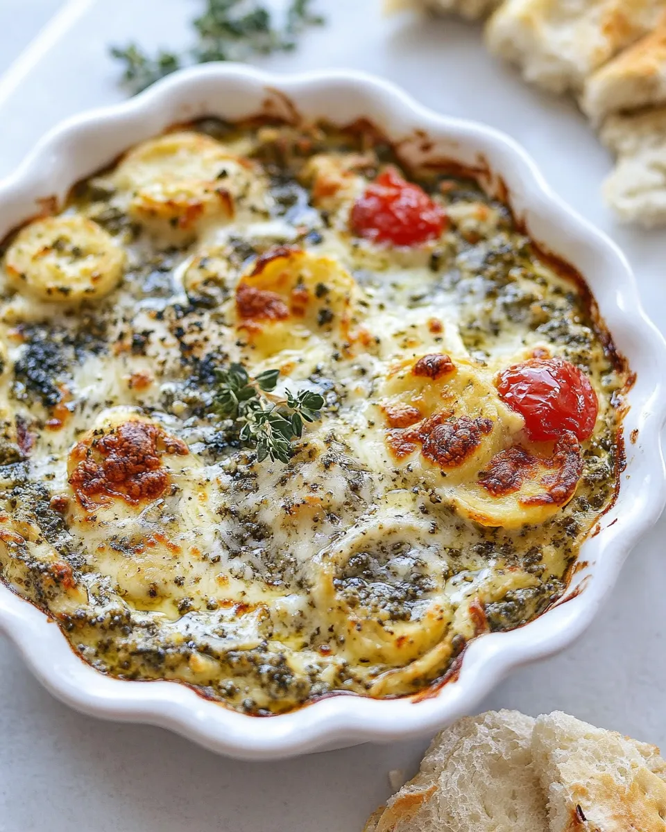 Delicious Cheesy Smoked Chicken Pesto Dip. dish photo
