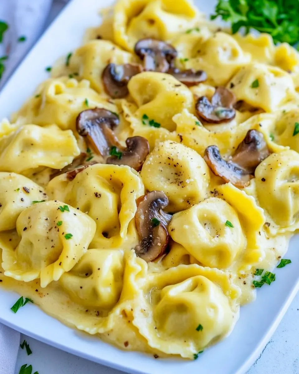 Classic Cheesy Tortellini with Mushrooms image