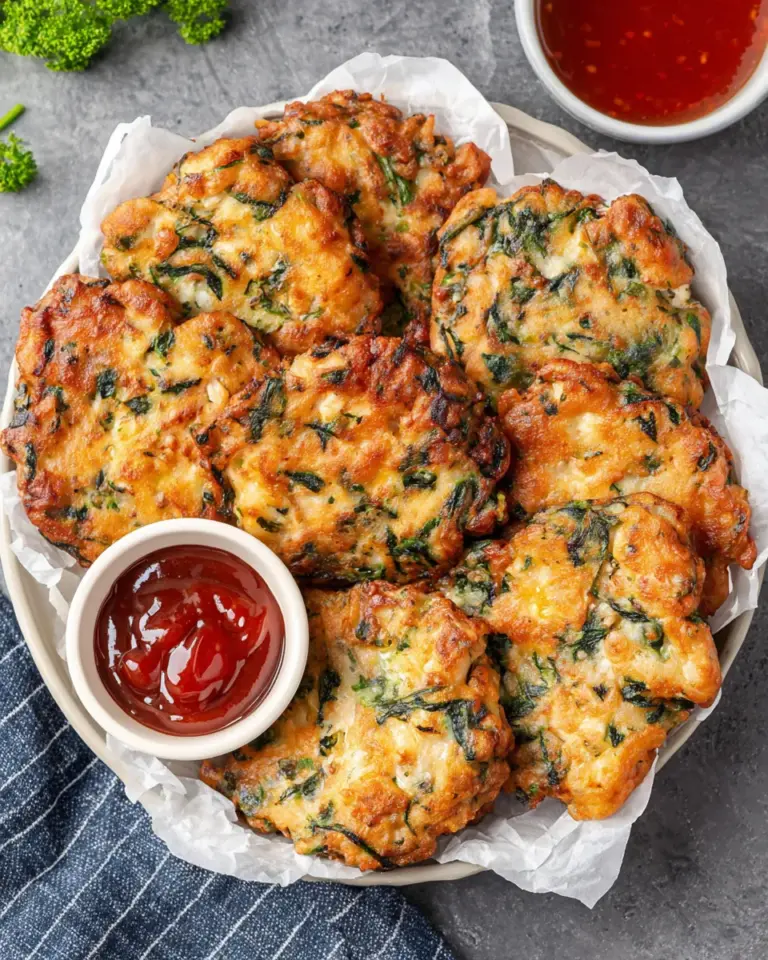 Homemade Cheesy chicken spinach fritters recipe photo