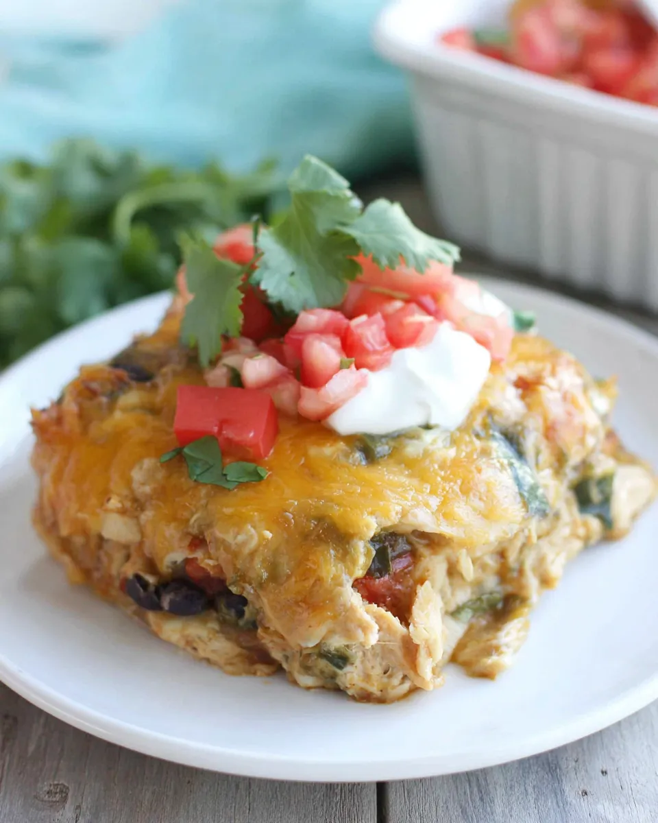 Easy Chicken And Vegetable Enchilada Casserole food shot