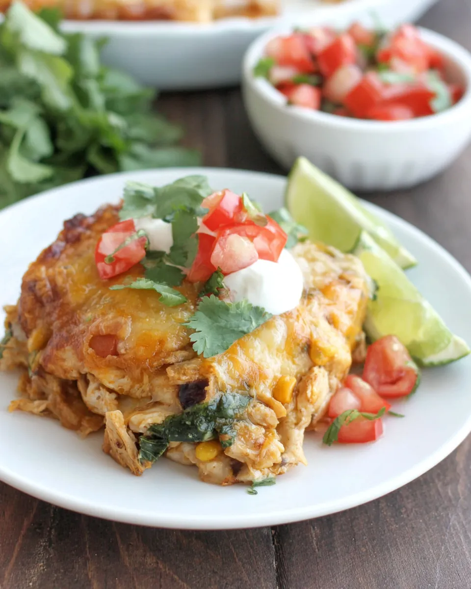 Delicious Chicken And Vegetable Enchilada Casserole plate image