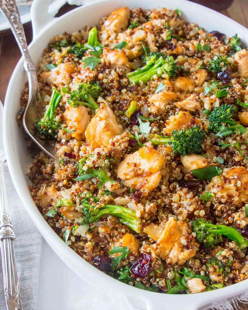 Delicious Chicken Broccoli Quinoa plate image