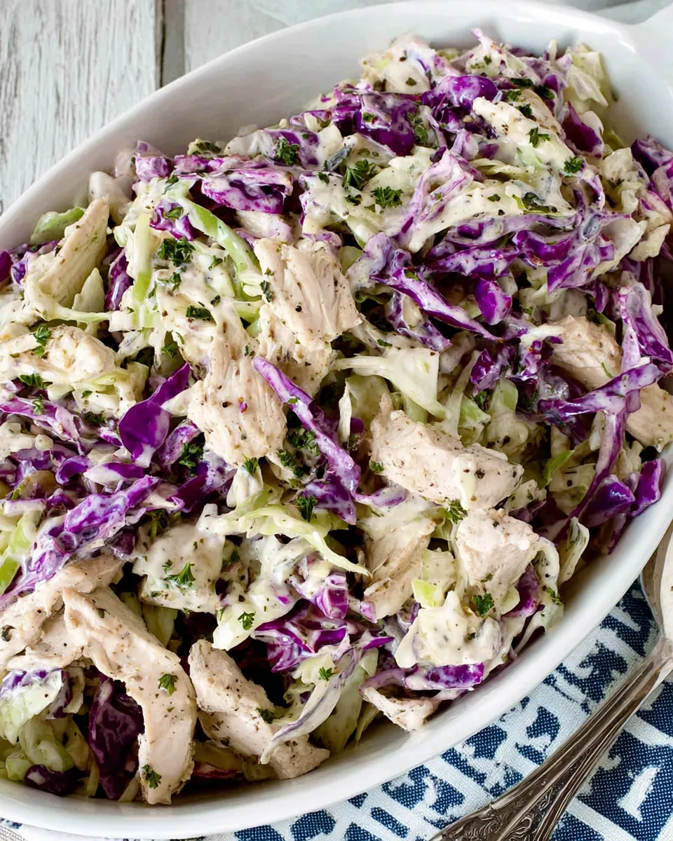 Easy Chicken Cabbage Salad with Mustard food shot