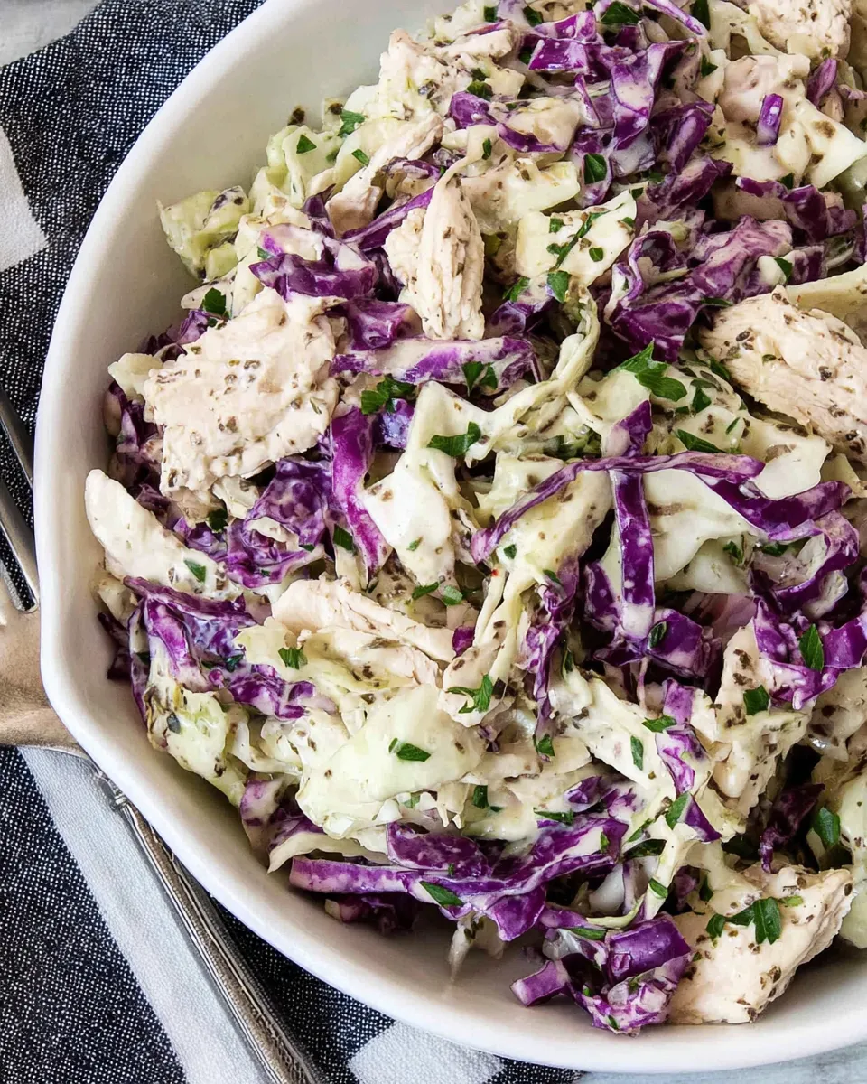 Delicious Chicken Cabbage Salad with Mustard plate image