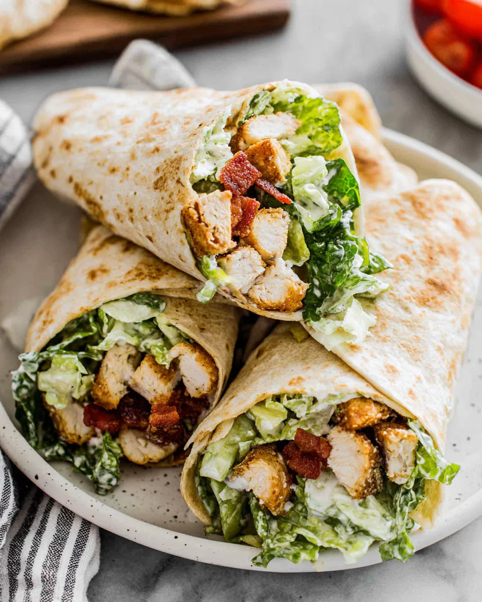 Easy Chicken Caesar Wraps food shot