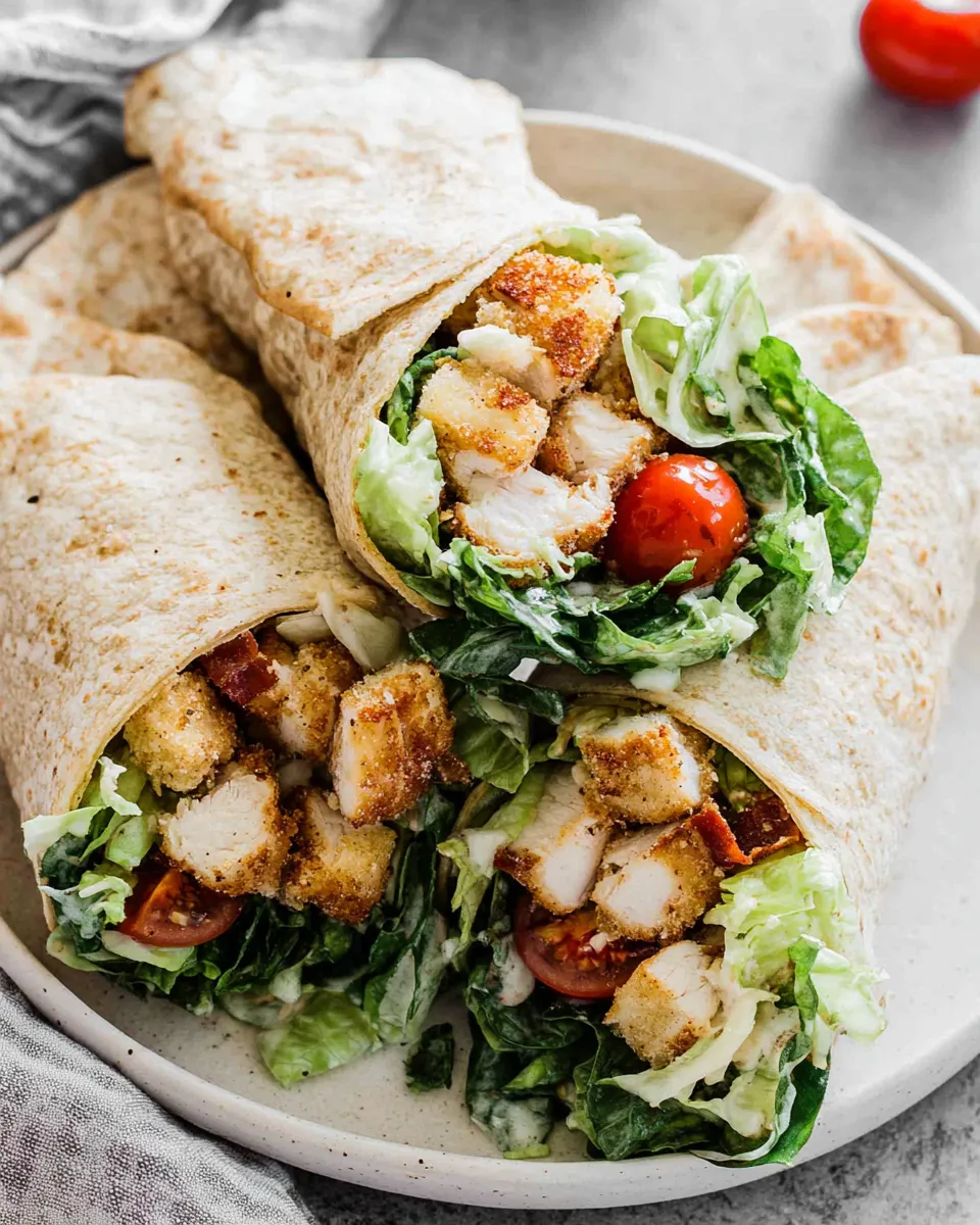 Delicious Chicken Caesar Wraps plate image