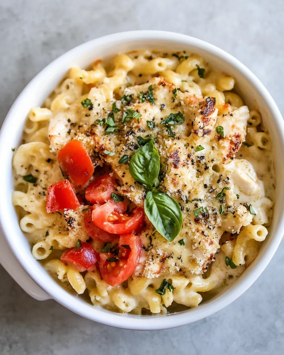 Delicious Chicken Caprese Macaroni and Cheese dish photo