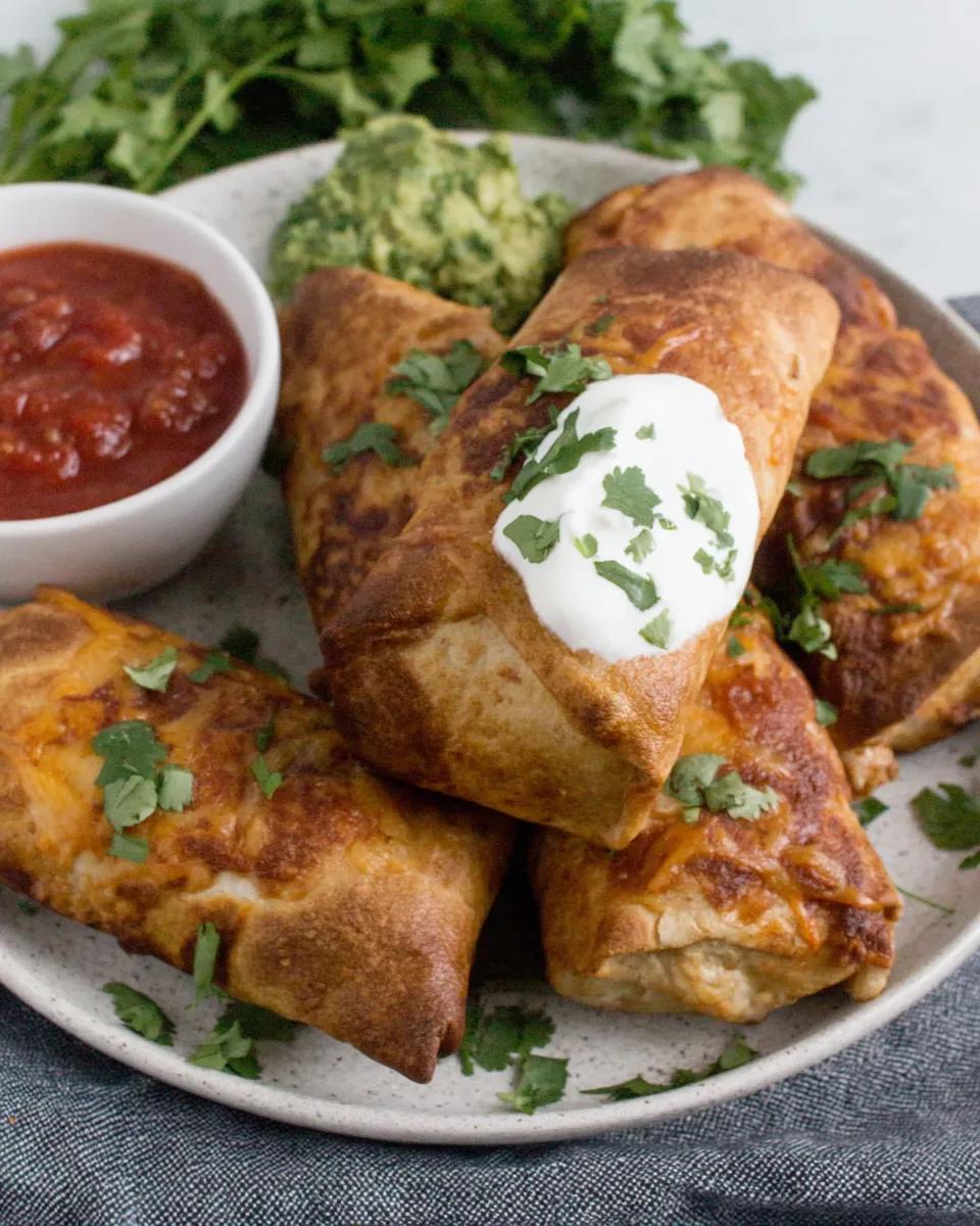 Delicious Chicken Chimichangas food shot