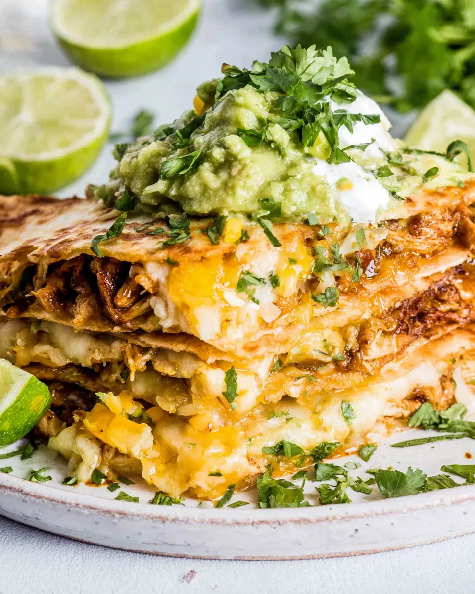 Delicious Chicken Enchilada Quesadillas food shot