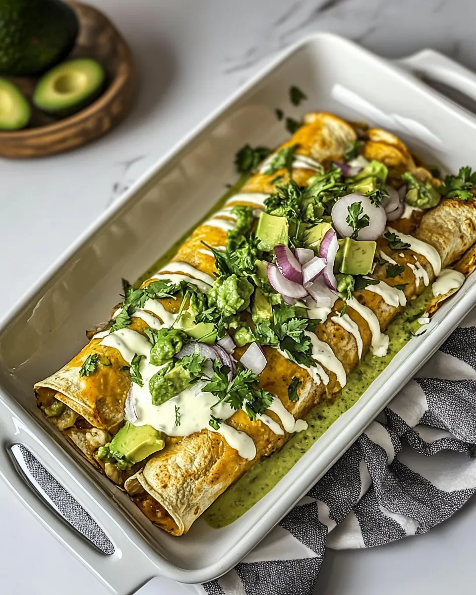 Classic Chicken Enchiladas with Avocado Cream Sauce image
