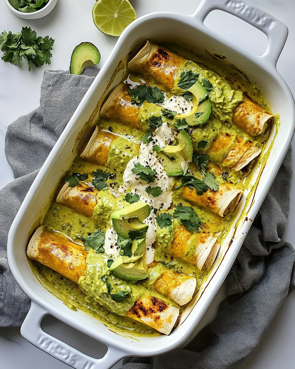 Delicious Chicken Enchiladas with Avocado Cream Sauce dish photo