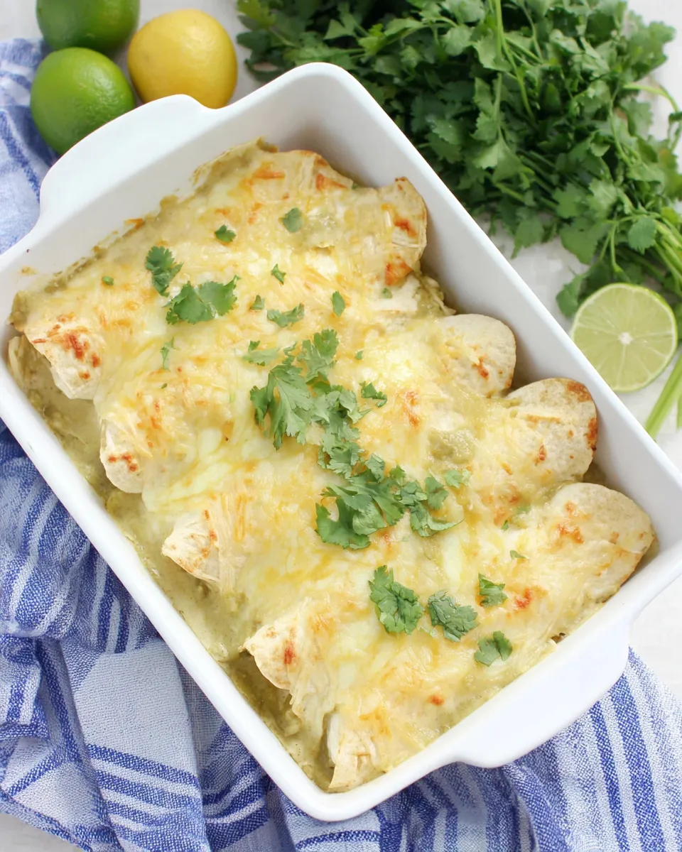 Easy Chicken Enchiladas with Green Sauce food shot