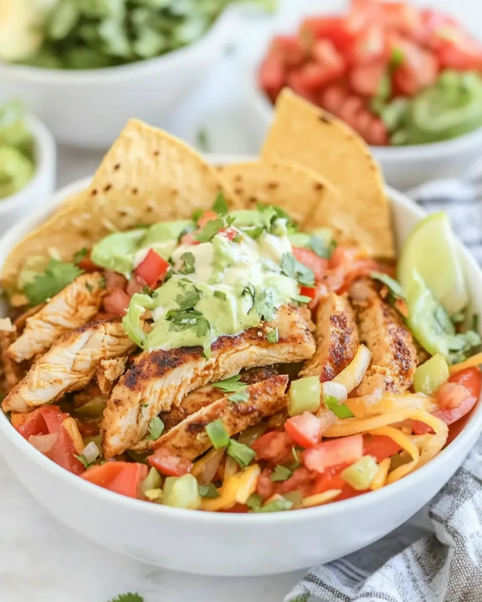 Delicious Chicken Fajita Bowls food shot