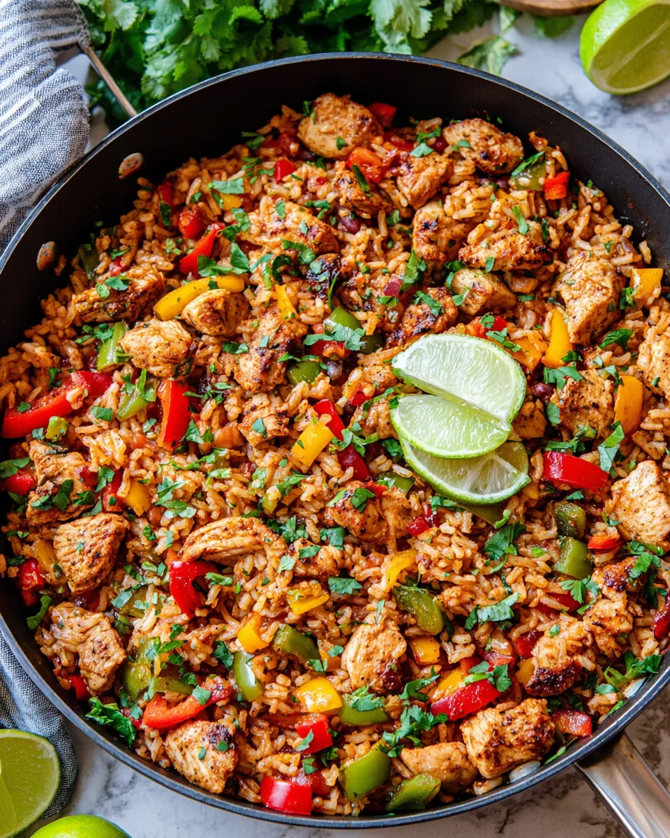 Easy Chicken Fajita Rice Bowl (One Pan) food shot
