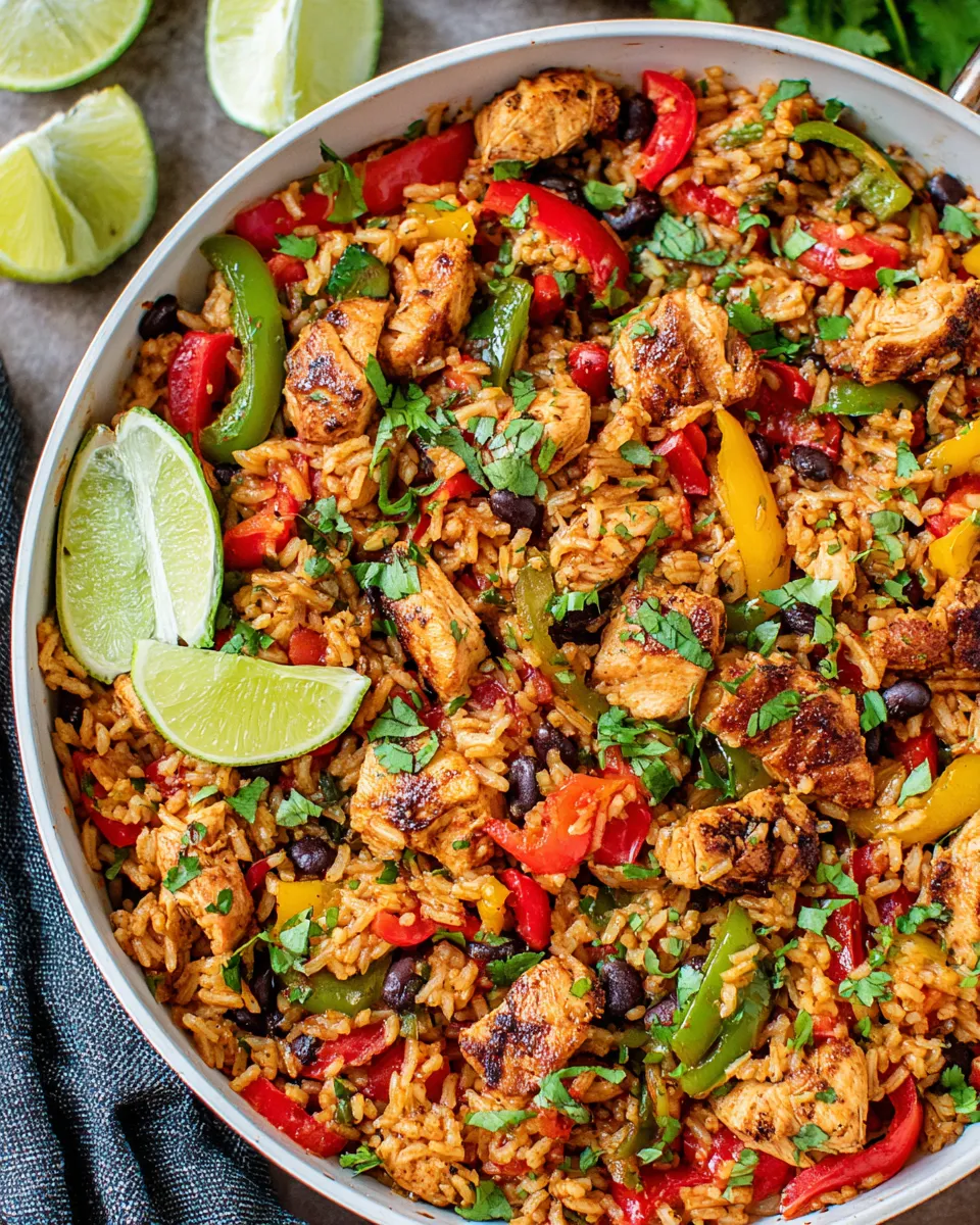 Delicious Chicken Fajita Rice Bowl (One Pan) plate image