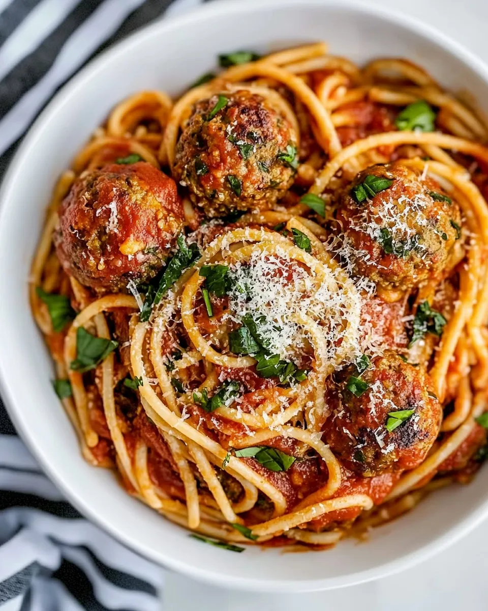 Delicious Chicken Meatballs and Spaghetti plate image