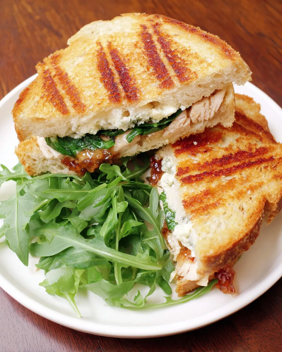 Classic Chicken Panini with Fig Jam, Arugula, and Blue Cheese dish photo