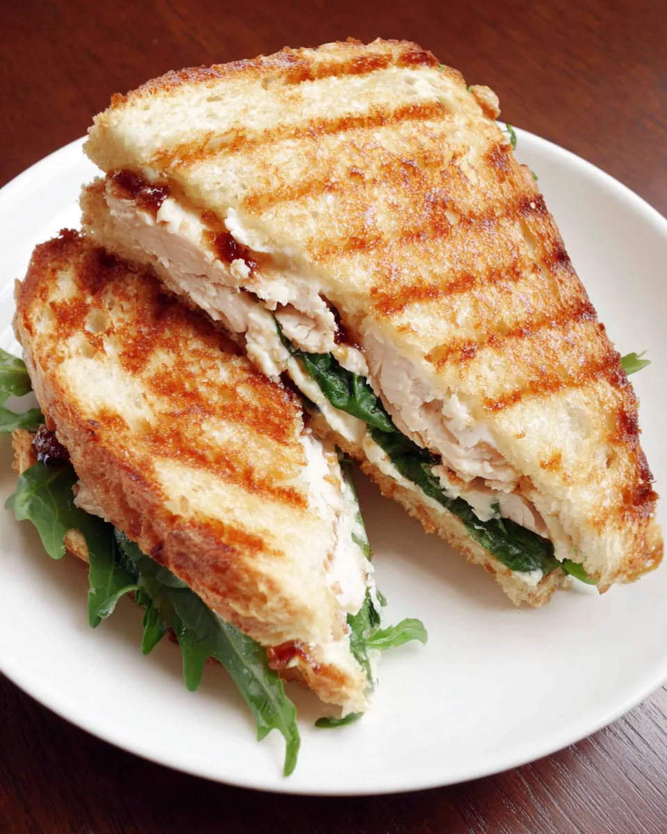 Delicious Chicken Panini with Fig Jam, Arugula, and Blue Cheese image