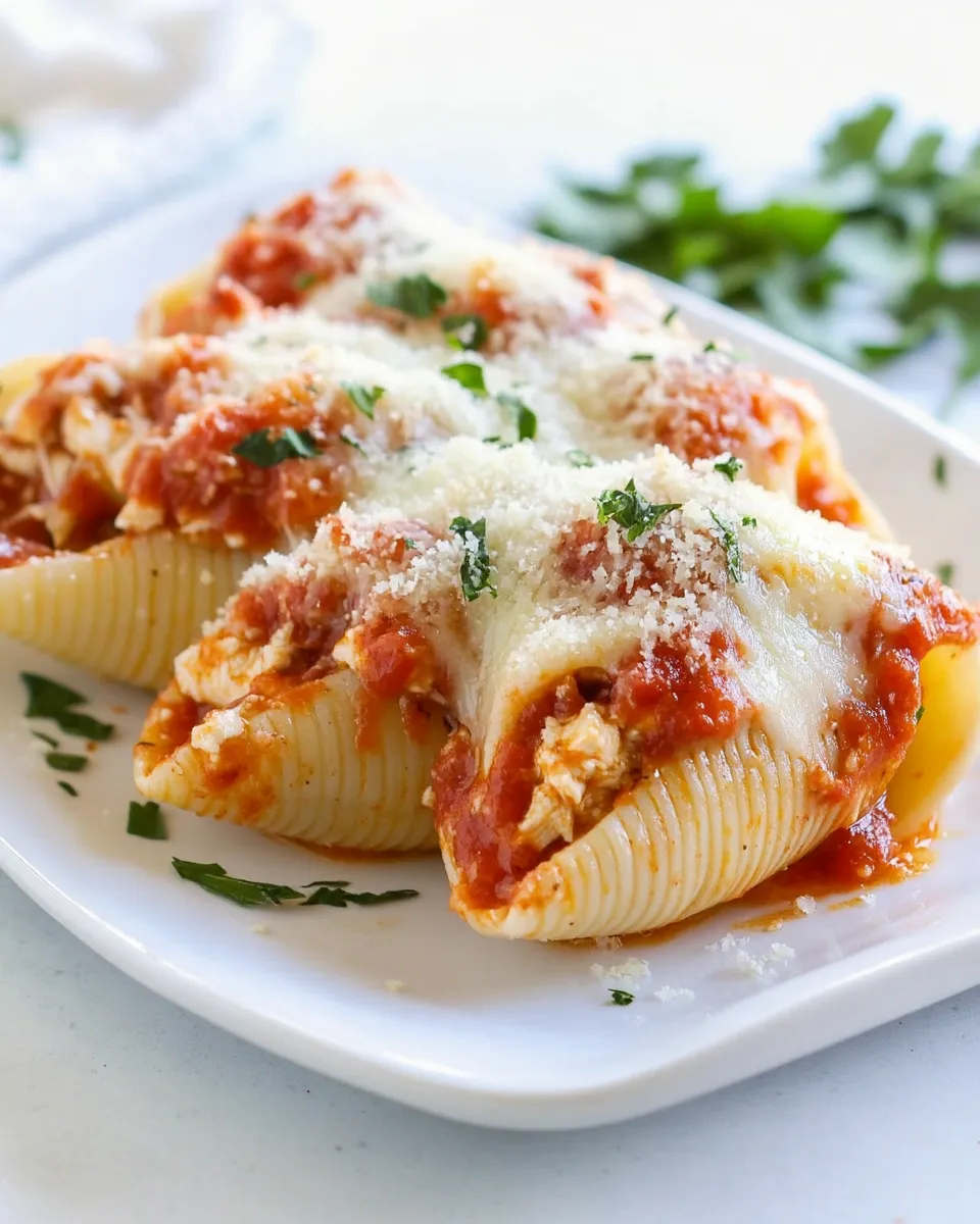 delicious Chicken Parmesan Stuffed Shells plate image