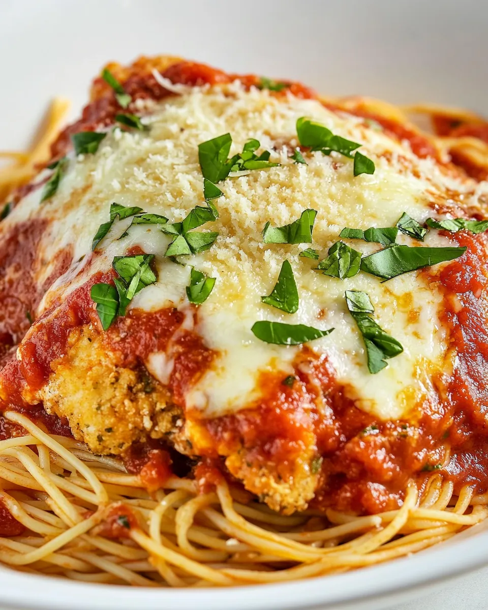 delicious Chicken Parmesan and Spaghetti Marinara shot