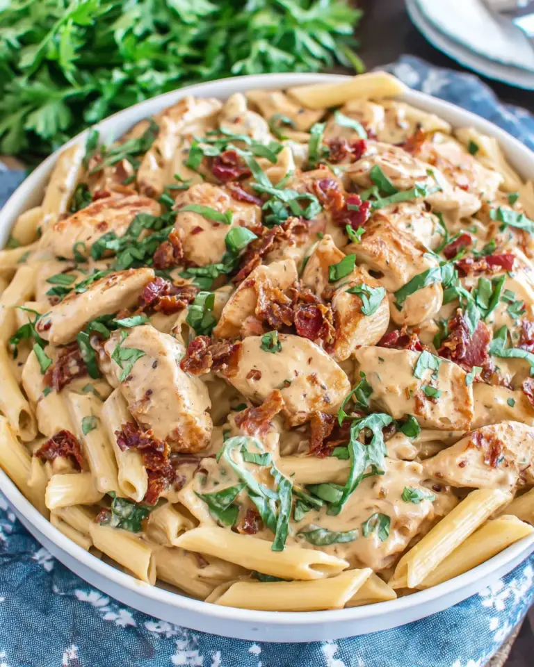 Homemade Chicken Pasta with Sun Dried Tomato Cream Sauce photo
