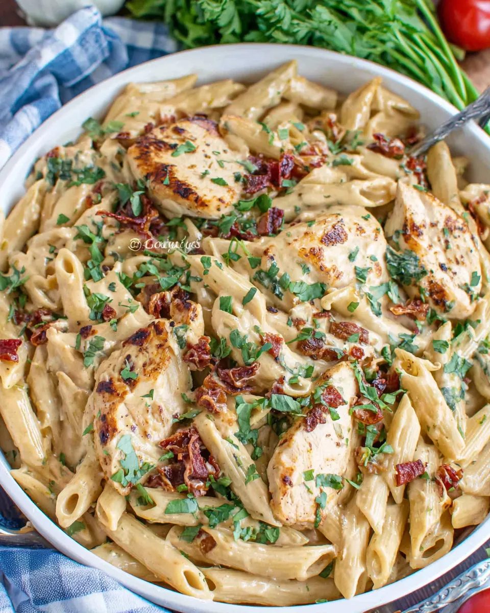 Classic Chicken Pasta with Sun Dried Tomato Cream Sauce image