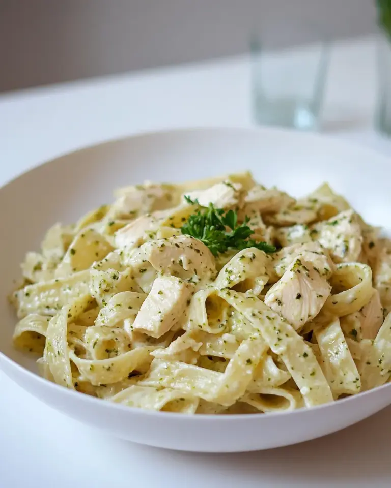 Homemade Chicken Pesto Alfredo Pasta photo